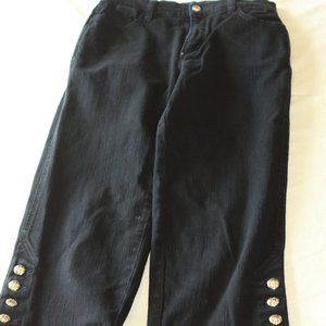NYDJ black capris with silver buttons